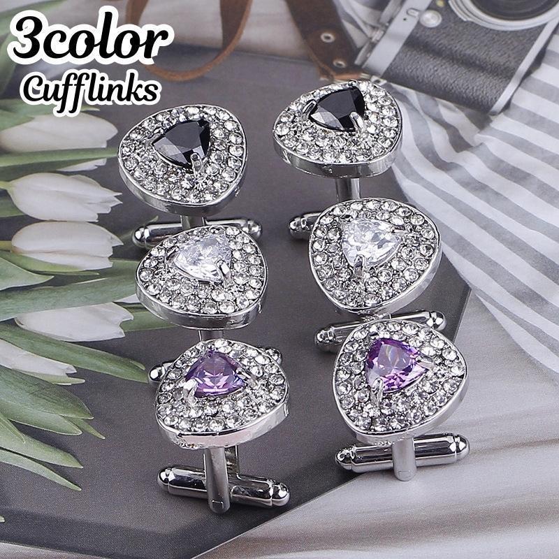 カフス カフスボタン アクセサリー 男女兼用 メンズ レディース シルバーカラー ラインストーン 三角 スーツ 結婚式 パーティ フォーマル おしゃれ