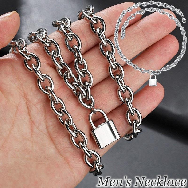 ネックレス ペンダント メンズ レディース アクセサリー チェーン 南京錠 シンプル クール パンク ロック プレゼント ギフト 贈り物