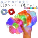 光るシュシュ 9色セット ヘアアクセサリー 光る LED ヘアゴム 大人 子供 ヘア 夏祭り 盆踊り お祭り ハロウィン クリスマス パーティー きれ