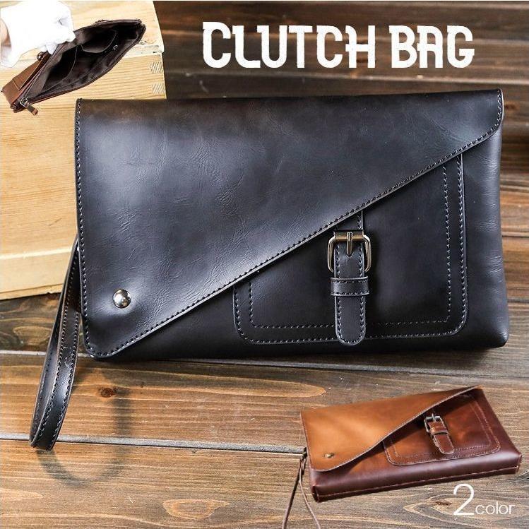 クラッチバッグ セカンドバッグ メンズ レディース レザー調 カバン 無地 シンプル カジュアル ビジネ..