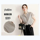 シフォンブラウス ノースリーブ タンクトップ レディース 薄手 カジュアル トップス シフォンシャツ ストライプ 涼感 オシャレ 袖なし 通勤 OL