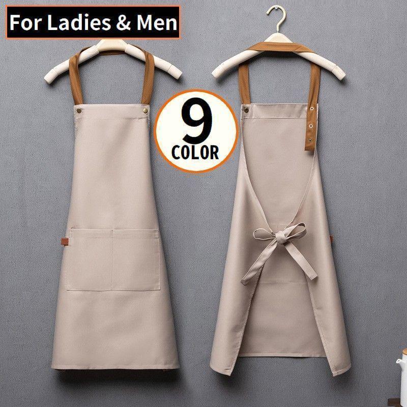 ワークエプロン レディース メンズ 男女兼用 ロング 首掛け 防水 防油 汚れ防止 速乾 無地 カフェ 保育士 料理 キッチン ガーデニング