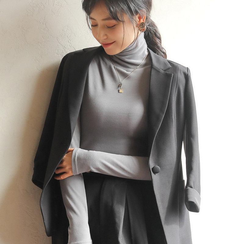長袖 tシャツ レディース 防寒インナー Tシャツ トップス ハイネック 秋冬 ロング丈 ロングシャツ 体型カバー カットソー 冬服 インナー おしゃれ 着痩せ
