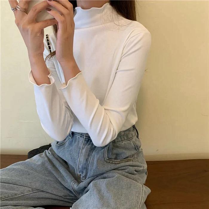 長袖Tシャツ カットソー トップス チュニック Tシャツ 無地 レディース インナー 長袖 カットソー カジュアル シンプル 柔らか