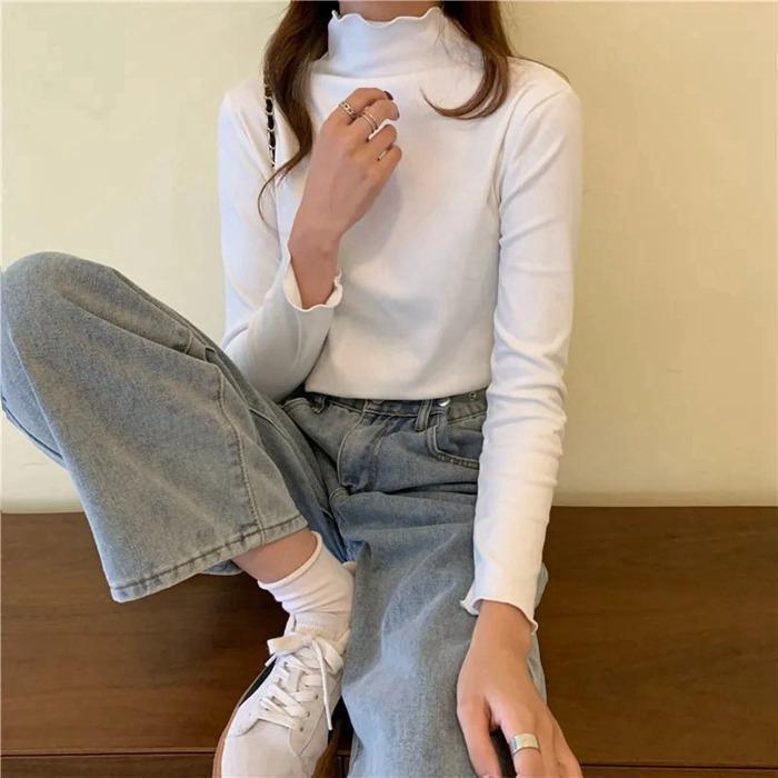 長袖Tシャツ カットソー トップス チュニック Tシャツ 無地 レディース インナー 長袖 カットソー カジュアル シンプル 柔らか