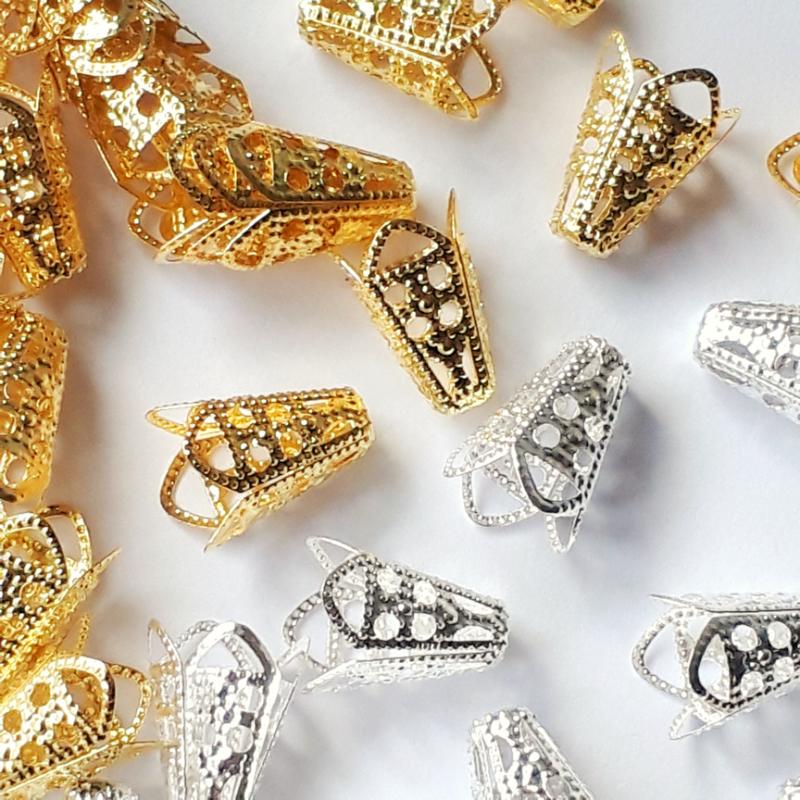 【クーポンで 半額 】 【 20個 16mm 】 ビーズコーン ビーズキャップ 円錐形 花型 ビーズコーン 座金 ..