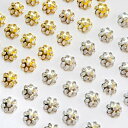 【 200個 6mm 座金 】 花形 ビーズキャップ 座金 ゴールド シルバー 花型 ビーズキャップ 座金 ハンドメイド アクセサリー ピアス ハンドメイドパーツ