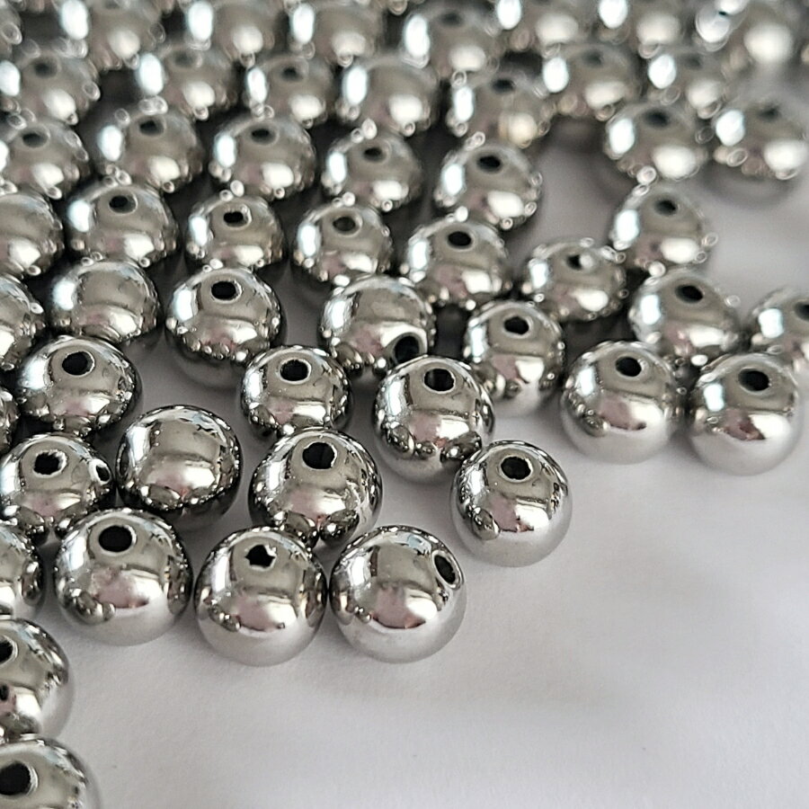 【クーポンで 半額 】 【 約 4.9mm / 50粒】 ラウンド ビーズ CCB シルバー アクリルビーズ スペーサー..