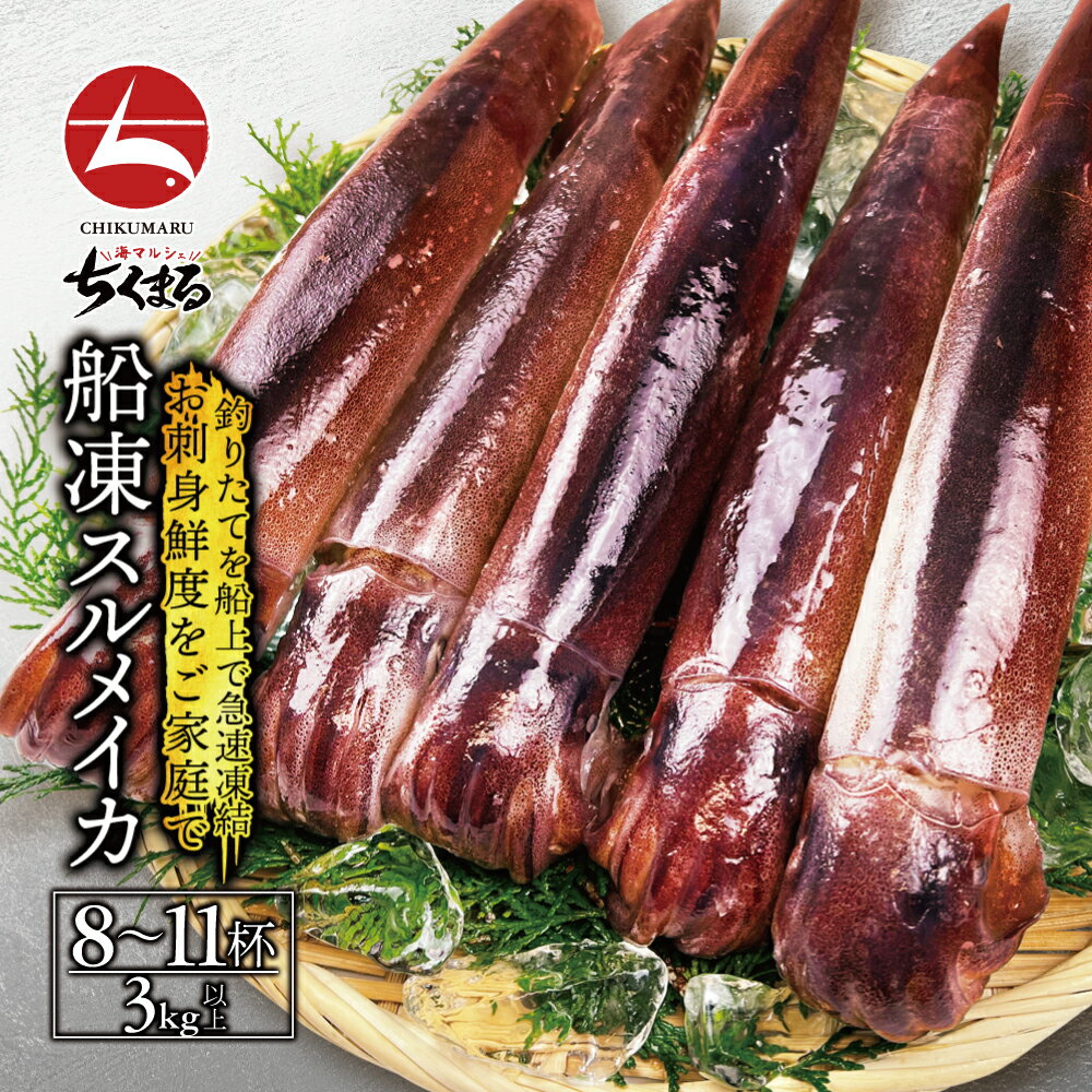 青森産 八戸漁港水揚げ 絶品船凍スルメイカ お徳用3kg以上！(8～11杯)(a014-02)【本州 ...