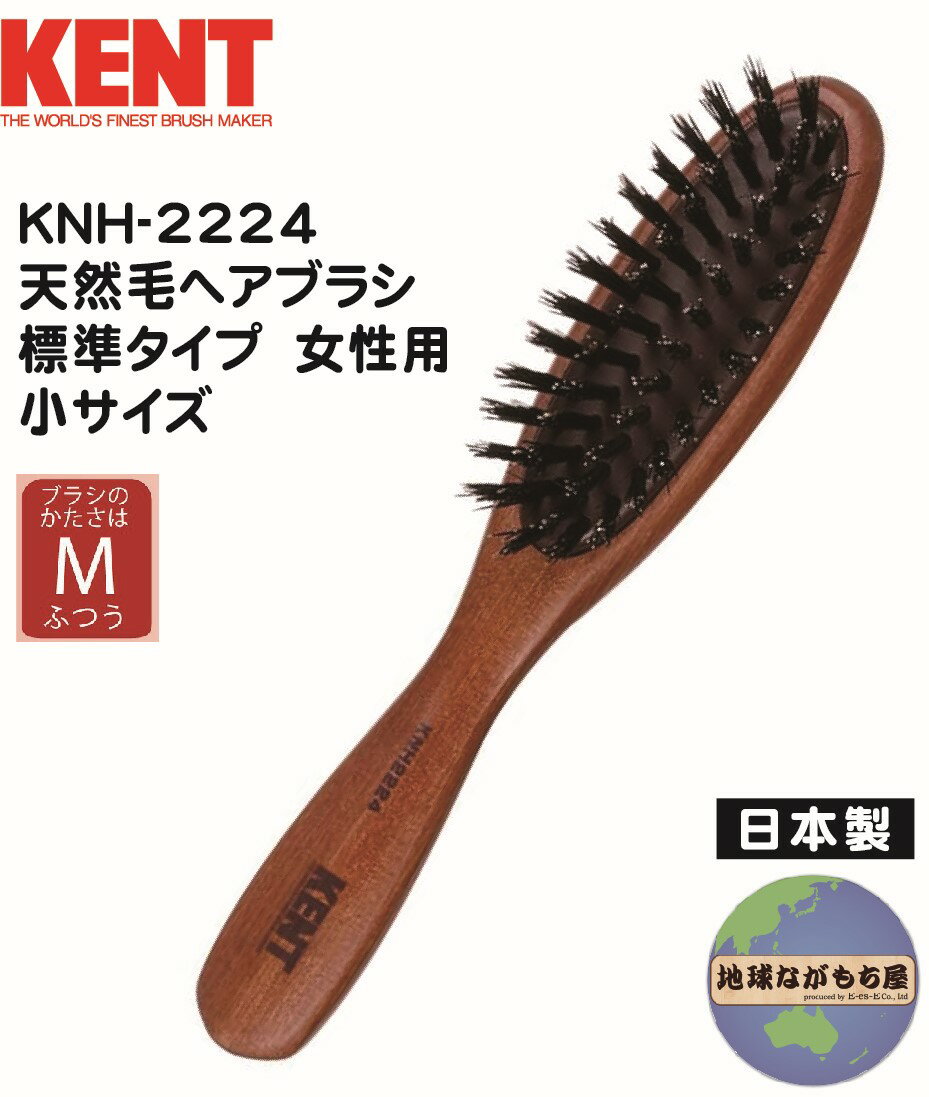 【KNH-2224】ケント 天然毛ヘアブラシ 標準 女性用 小サイズ 豚毛 日本製 KENT