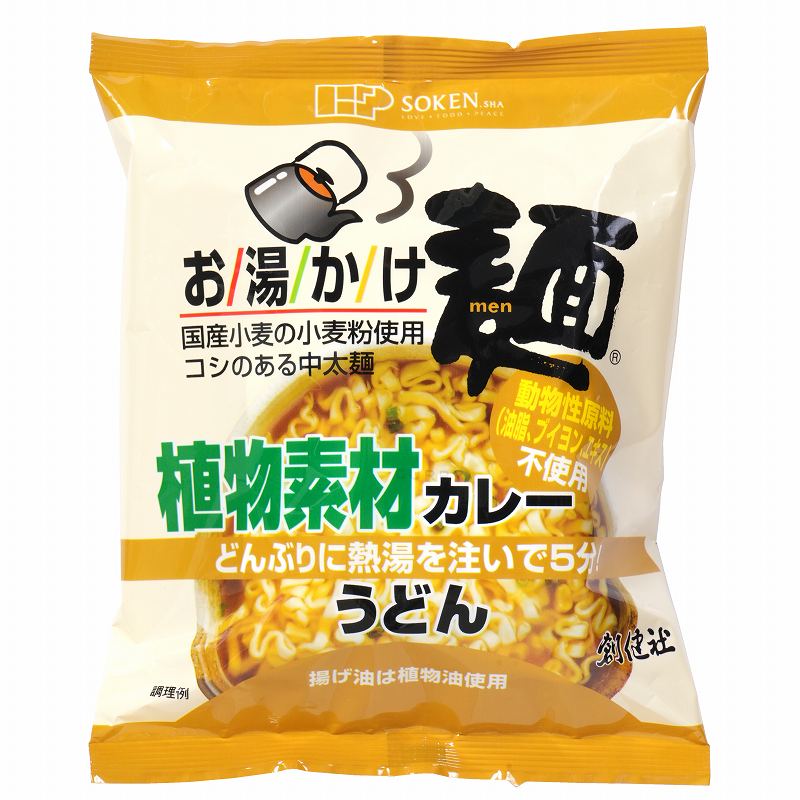 創健社 お湯かけ麺 植物素材カレーうどん 81g お湯かけ5分 国産小麦粉100％ カップ無し カップレス ノ..