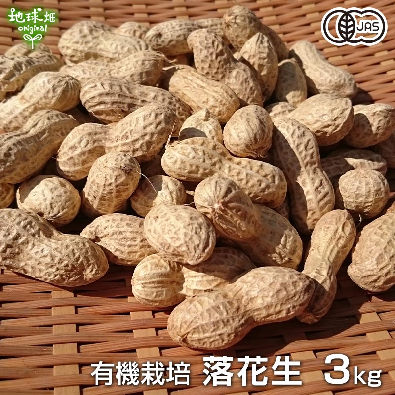 落花生(小粒) 3kg 有機栽培 鹿児島県産 乾燥 生 らっかせい ピーナッツ なっつ 国産 peanut おつまみ 無農薬 常温便