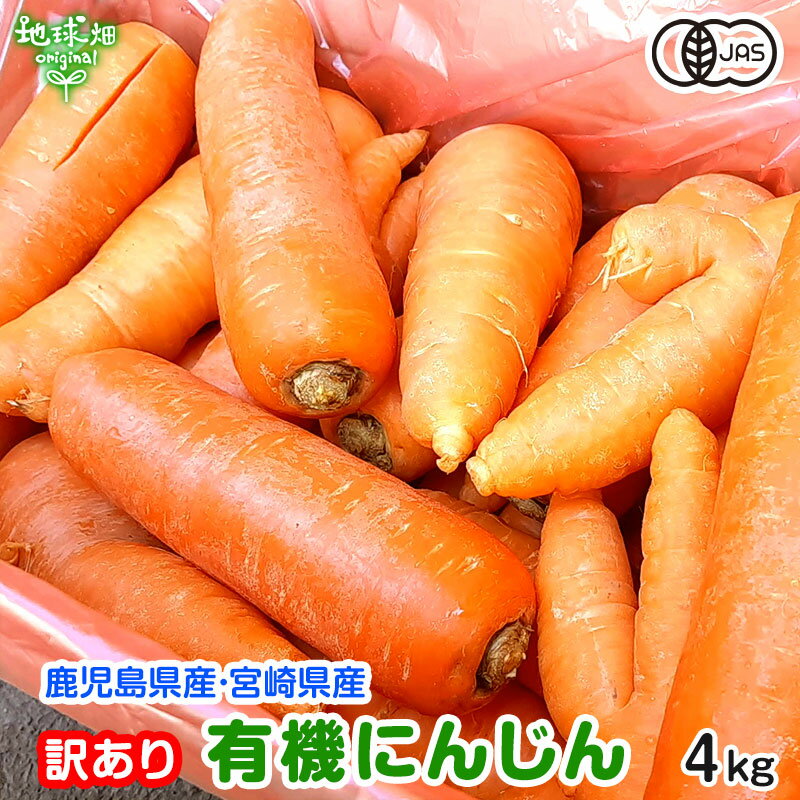 【6/4～6/11】訳あり にんじん 4kg 有機栽培 冷蔵便 鹿児島県産 宮崎県産 化学肥料・農薬・除草剤不使用 ジュース用 規格外 わけあり B品 人参 有機JAS 発送期間11月下旬～6月 楽天スーパーSALE