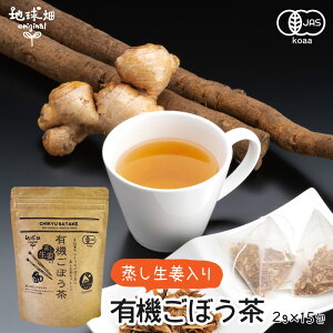 蒸し生姜入り有機ごぼう茶 2g×15包 【メール便送料無料】 国産 有機JAS ノンカフェイン 有機栽培ごぼう ゴボウ 牛蒡茶 しょうが ショウガ ジンジャーティー しょうが茶 生姜湯 オーガニック【後払い不可】