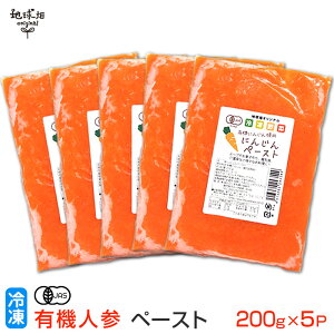 有機人参ペースト 200g×5P 有機JAS 冷凍 鹿児島県産 宮崎県産 有機栽培 人参 業務用 離乳食 介護食 オーガニック 国産 無農薬 化学肥料・農薬不使用 無添加 野菜ペースト