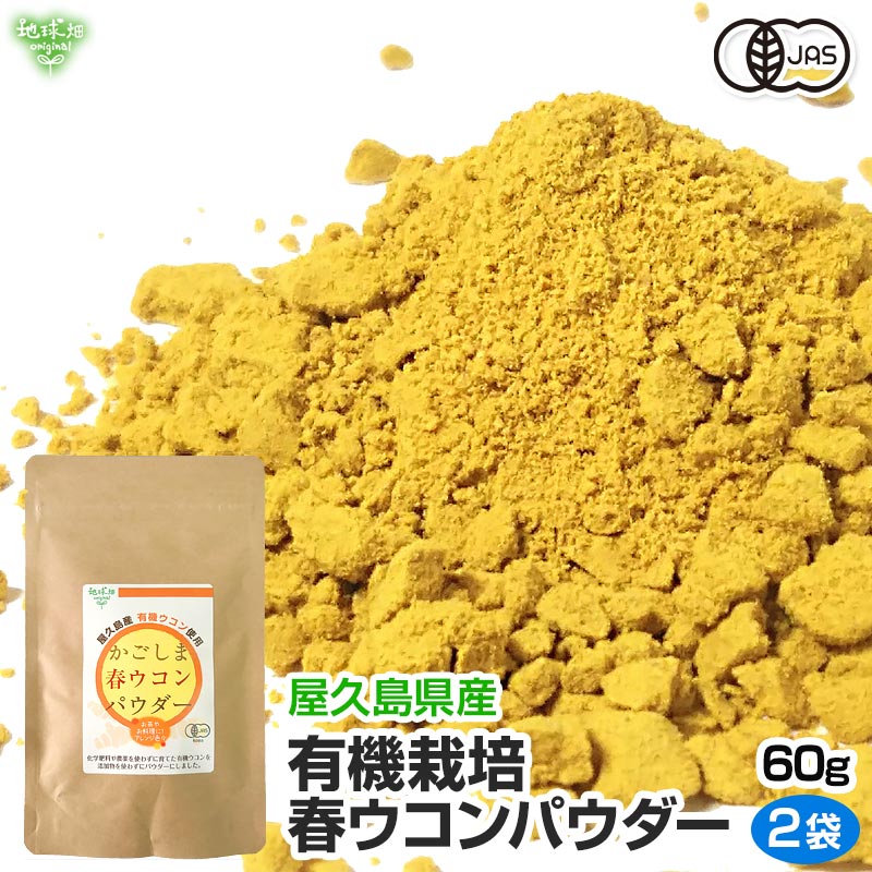 有機春ウコンパウダー 60g×2p 鹿児島県産 屋久島 春うこん 有機JAS認証 有機栽培 国産 ターメリック キョウオウ ゴールデンミルク オーガニック【メール便で送料無料】