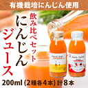 人参ジュース飲み比べセット(200ml2種×各4本) ギフト箱入 有機栽培 鹿児島県産 宮崎県産 有機人参 りんご 無添加 母の日 父の日 御中元