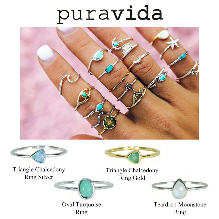 PuraVida ץ  Triangle Chalcedony Silver Gold Oval Turquoise Tear...