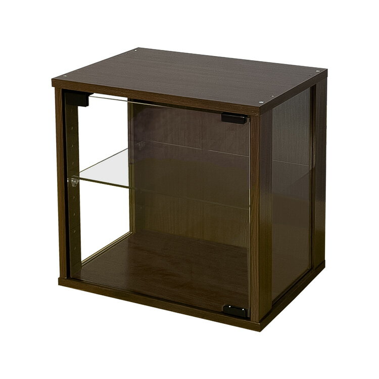 美品】珍しいブラウン枠・ガラスショーケース・中にコンセントあり！棚