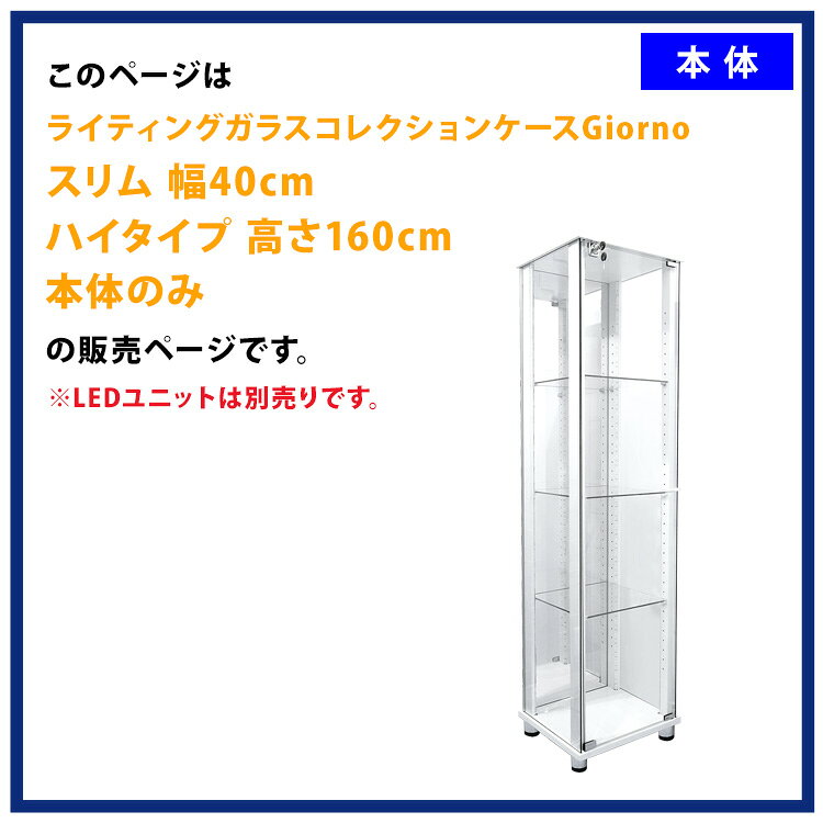 地球家具 ライティングガラスコレクションケース Giorno ジョルノ スリム 幅40cm ...