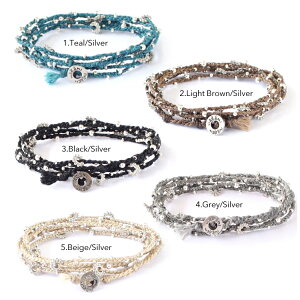 【国内発送 送料無料】 Wakami ワカミ ブレスレット Life Is…Wrap Bracelet アンクレット メンズ レディース ペア ビーズ パーツ アクセサリー