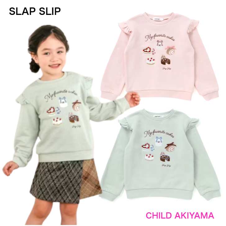 SLAP SLIPスラップスリップ'25AWケーキがいっぱい肩フリルトレーナー1807-77066 [売れ筋]