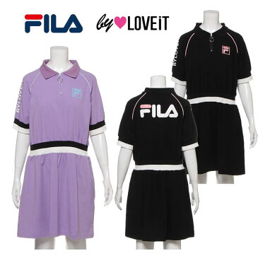 (SALE30%OFF)(20ss)バイ ラビット(by LOVEiT)【FILAコラボ】 ハーフジップリブラインワンピース-1372【140cm|150cm|160cm】【宅配便】