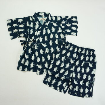 (SALE 30%OFF)【盛夏】make your day(メイクユアデイ)(フィクスラボ) ペンギン柄甚平-0401【90cm〜140cm】【メール便OK】
