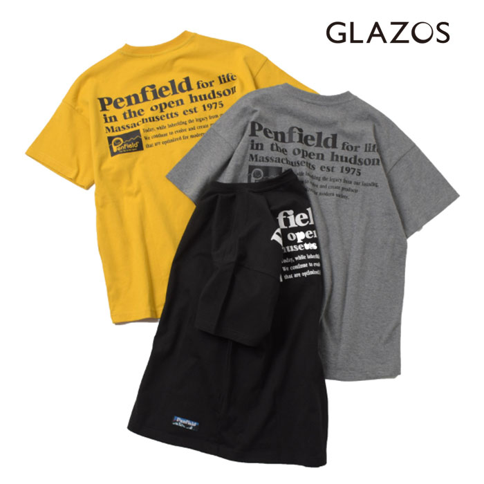 (24ss)GLAZOS（グラソス）【Penfield】USAコットン・バックロゴ半袖Tシャツ-2212【140cm〜170cm】【メール便OK】