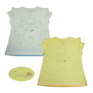 KP(ケーピー)mimiちゃん刺繍チェック切替フリル半袖Tシャツ-2208【100cm|110cm|120cm|130cm】【メール便OK】KP(ニットプランナー)