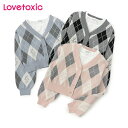 (2024AW)ラブトキシック(LOVETOXIC)【洗える】アーガイルカーディガンインナーSET-3274【150cm|160cm】【宅配便】
