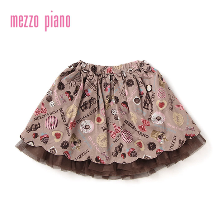 【送料・代引き手数料無料】【秋】mezzo piano（メゾピアノ）チョコ柄細コールスカート-3120【110cm｜120cm｜130cm｜140cm】【宅配便】