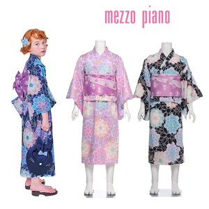 (SALE 30％OFF)(20ss) mezzo piano（メゾピアノ）浴衣ポンポン菊柄（ゆかた）-2608【110cm|120cm|130cm|140cm】【宅配便】