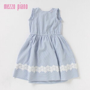 (SALE30％OFF)（21ss）mezzo piano（メゾピアノ）ストライプ裾レースワンピース-1309【120cm｜130cm｜140cm】【宅配便】