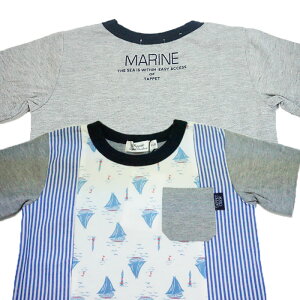 Tappet(タペット)ヨットプリントストライプ半袖Tシャツ-5182【110cm|120cm|130cm|40cm|150cm】【メール便OK】