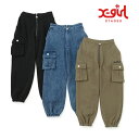 (24aw)X-girl Stages(エックスガールステージス)フロントジップスウェットカーゴパンツ-4106【120cm-140cm】【宅配便】