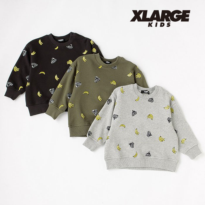 (SALE30％OFF)(21ss)XLARGE KIDS(エクストララージ キッズ)OGゴリラ＆バナナ総柄トレーナー-4211 