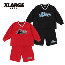 (30％OFF)(23ss)XLARGE KIDS(エクストララージ キッズ)ロゴ長袖Tシャツ＋5分ショーツSET-1204【90cm-140cm】【宅配便】