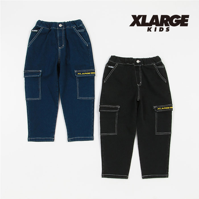 (30％OFF)(23aw)XLARGE KIDS(エクストララージ キッズ)ジョグデニムペインターパンツ-4103【140cm】【宅配便】