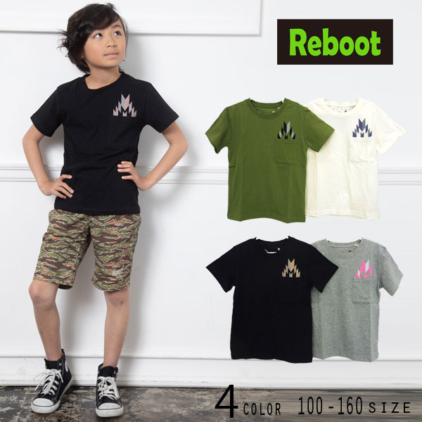 Reboot(リブート)オルテガ柄プリント半袖Tシャツ子供服 男の子 半袖 tシャツ 夏服 半袖 子供服 男の子 女の子 おしゃれ プリントtシャツ 子供服 お揃い 男女