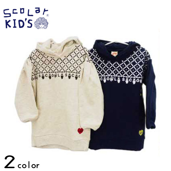 ワンピース 女の子（冬向き） 【20％OFFSALE】ScoLar(スカラー)格子柄裏毛チュニックワンピース【メール便不可】 暖かい あったか 防寒 冬 冬服 子供服 女の子 カジュアル ナチュラル 長袖 おしゃれ 小学生 服 女の子