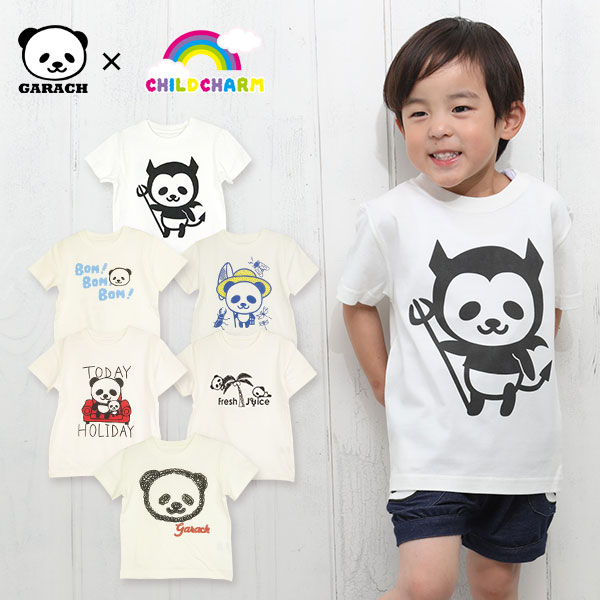 楽天子供服CHILD CHARM　楽天市場店【メール便送料無料】選べるプリント半袖Tシャツ パンダTシャツ GARACH ギャラッチ 花火 男の子 tシャツ おしゃれ 半袖 天使 パンダ おもしろい かわいい かっこいい 涼しい 子供 男の子 女の子 春 夏 秋 プレゼント シャツ オリジナル 人気 熊猫
