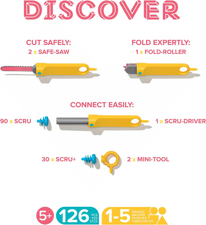 メイクドゥ　ダンボールで遊ぼう！はっけんセット（中級）【Makedo】Discover　126ピース 段ボール組み立てツールボックス 2