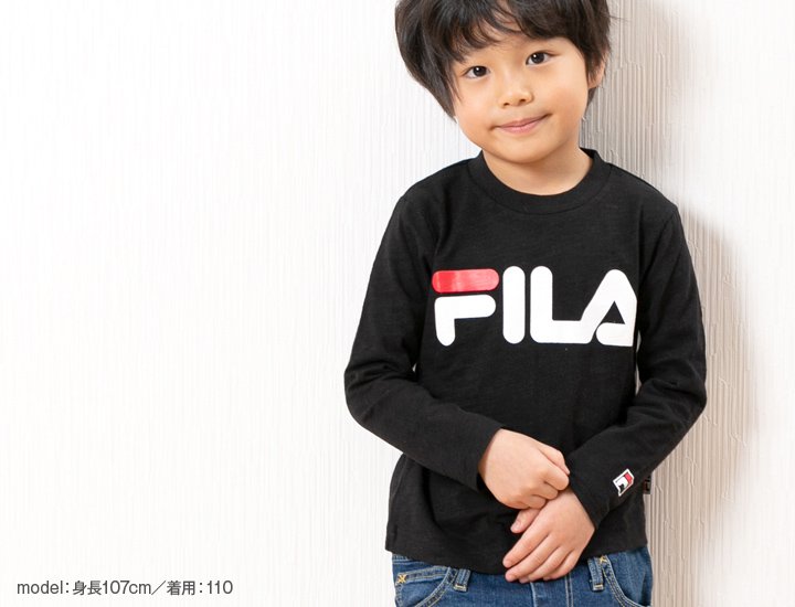 FILA フィラ 子供服 ベビー服 男の子 女の子 長袖 Tシャツ ロンT ロンティー ベビー ロゴ プリント 無地 天竺 トップス 出産祝い ギフト 春秋 80 90 95 100 110 120 130cm [M便 1/2]