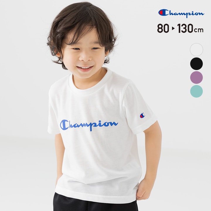 キッズ チャンピオン 半袖 Tシャツ 子供服 ベビー服 男の子 女の子 天竺 トップス ロゴ シンプル ワッペン champion 夏服 80 90 100 110 120 130cm [M便 1/2]