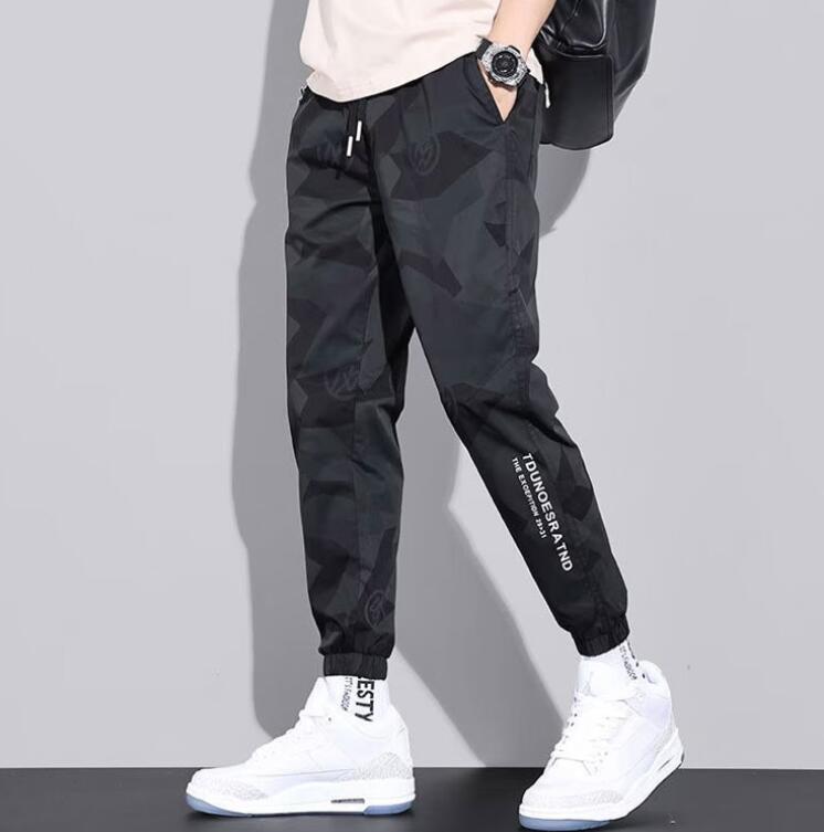 Skinney Pants - アイスシルク 薄手 迷彩 2本セット！アイスシルク カモフラ柄 ゴルフパンツ パンツ カジュアルパンツ 細身 細身 ストレッチパンツ 夏 スキニーパンツ 夏 メンズ ズボン 接触冷感 速乾 薄手 ゴルフウェア ストレッチ ロングパンツ