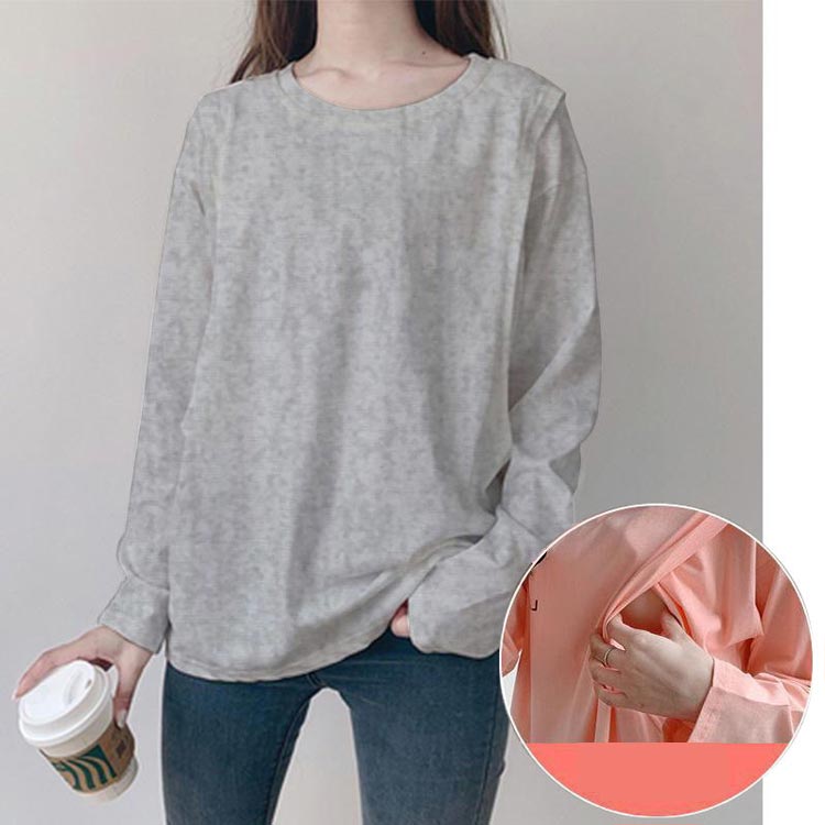 クルーネック 便利 授乳服 送料無料 Tシャツ ティーシャツ 授乳口付き インナー ト...