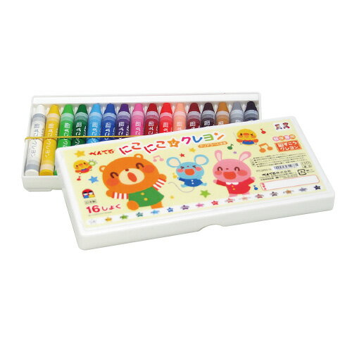 にこにこクレヨン 16色 プラケース 日本製 園児 幼児 文房具 画材 ぺんてるクレヨン くれよん クリアラベル巻き 園児用 ずこう 図工 ずこうクレヨン ペンテル 教材 お絵描き お絵かき遊び 絵画 保育 用品 備品 新学期 入園 児童 新学期用品 おどうぐ PTCGPN3-16のサムネイル