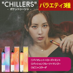 ポケットシーシャ 持ち運び 電子タバコ タール ニコチン0 ニコチン フリー 【公式】chillers バラエティフレーバー3種セット（バイオレット/パッションフルーツ/ピニャコラーダ各1本）チラーズ