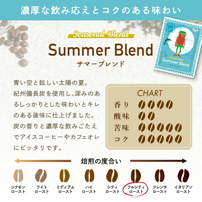 コーヒー豆 ブレンドコーヒー 期間限定 サマーブレンド 200g×2袋 レギュラーコーヒ...